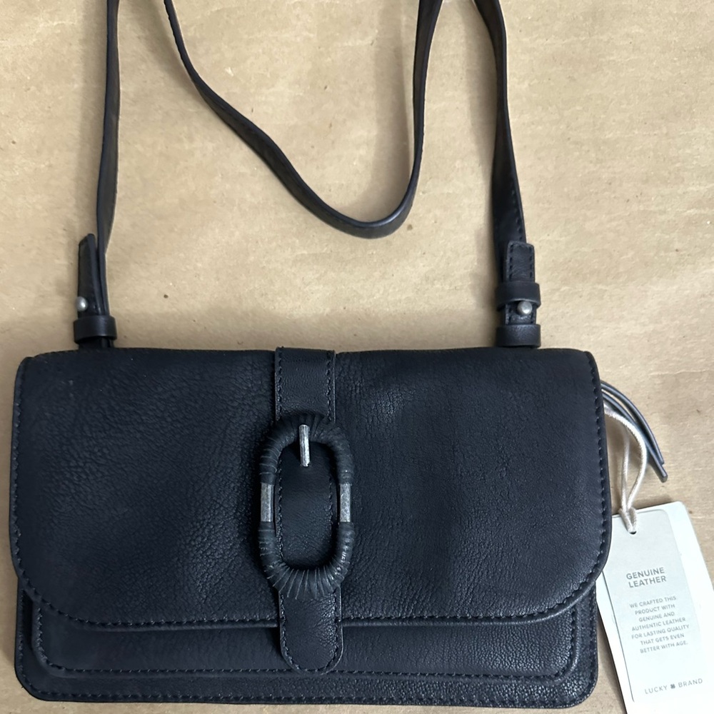 Lucky Brand Ason 2 in 1 Convertible Leather Crossbody & Wallet - NWT, Black